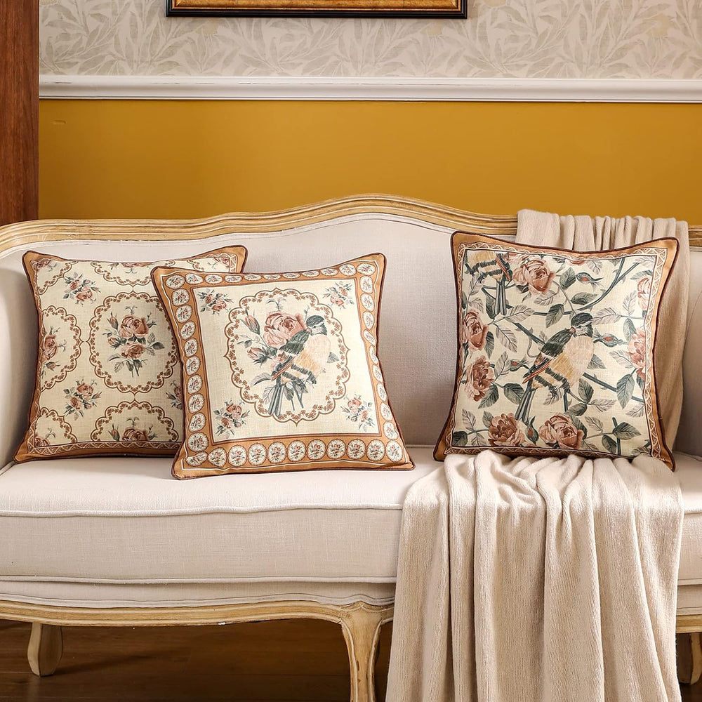 patdrea Designer French Vintage Square Throw Pillow Cover,18"x18"