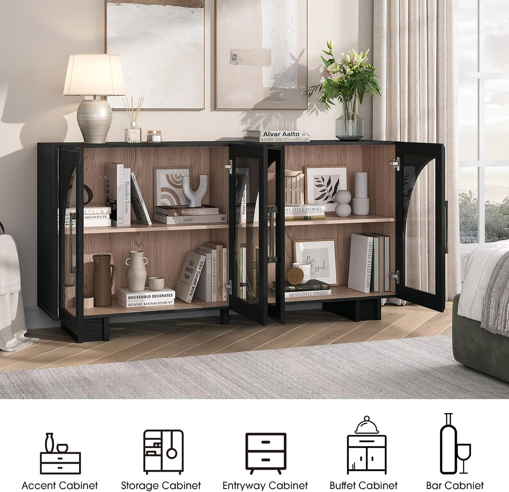 JOINICE 63” Sideboard Buffet Cabinet with Storage for Dining Room,Black
