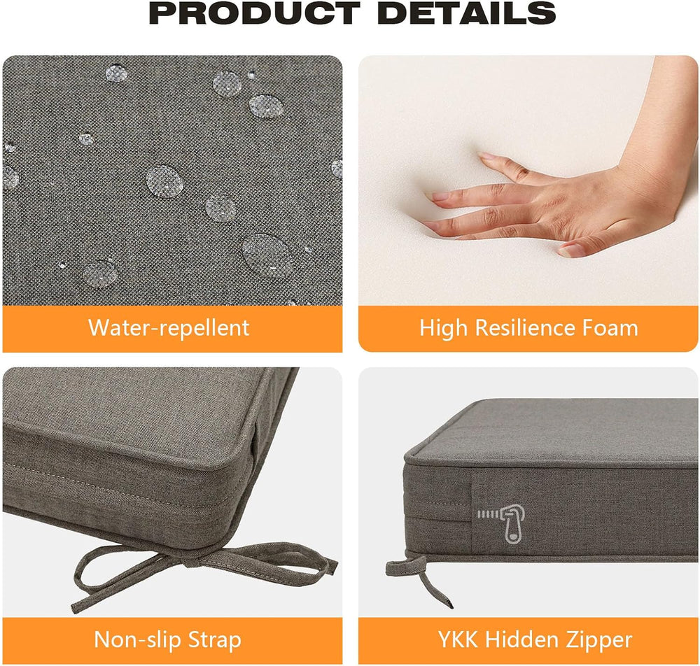 Sunbrella Square Corner Seat Cushions, 19" x 19" x 3", Set of ...