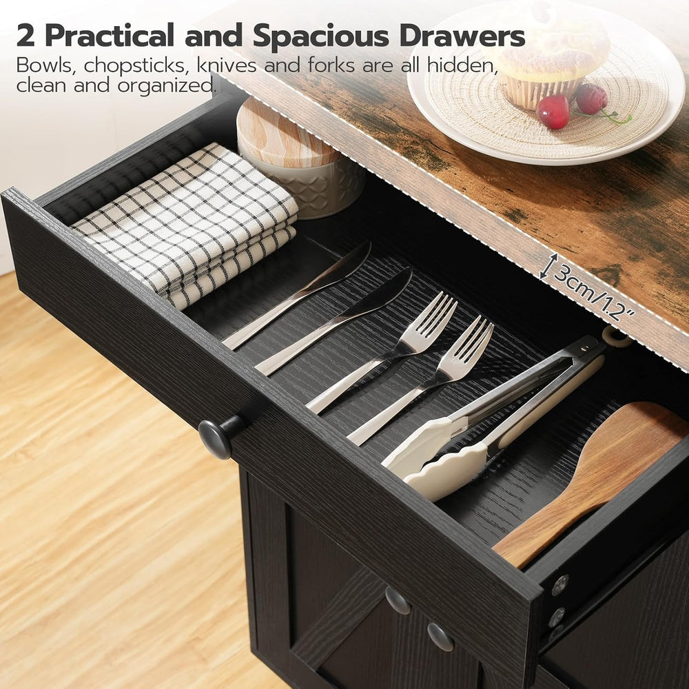 HOOBRO Kitchen Island with Power Outlet, Rolling Kitchen Island with Storage,...