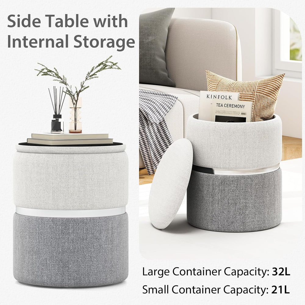 GIANTEX Ottoman with Storage, 1 Large & 1 Small Nesting Ottoman Side Table