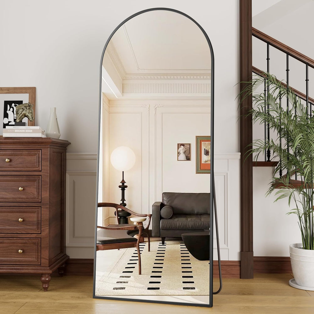 OGCAU 70"x26" Arched Full Length Mirror, Floor Full Body Mirror, Black