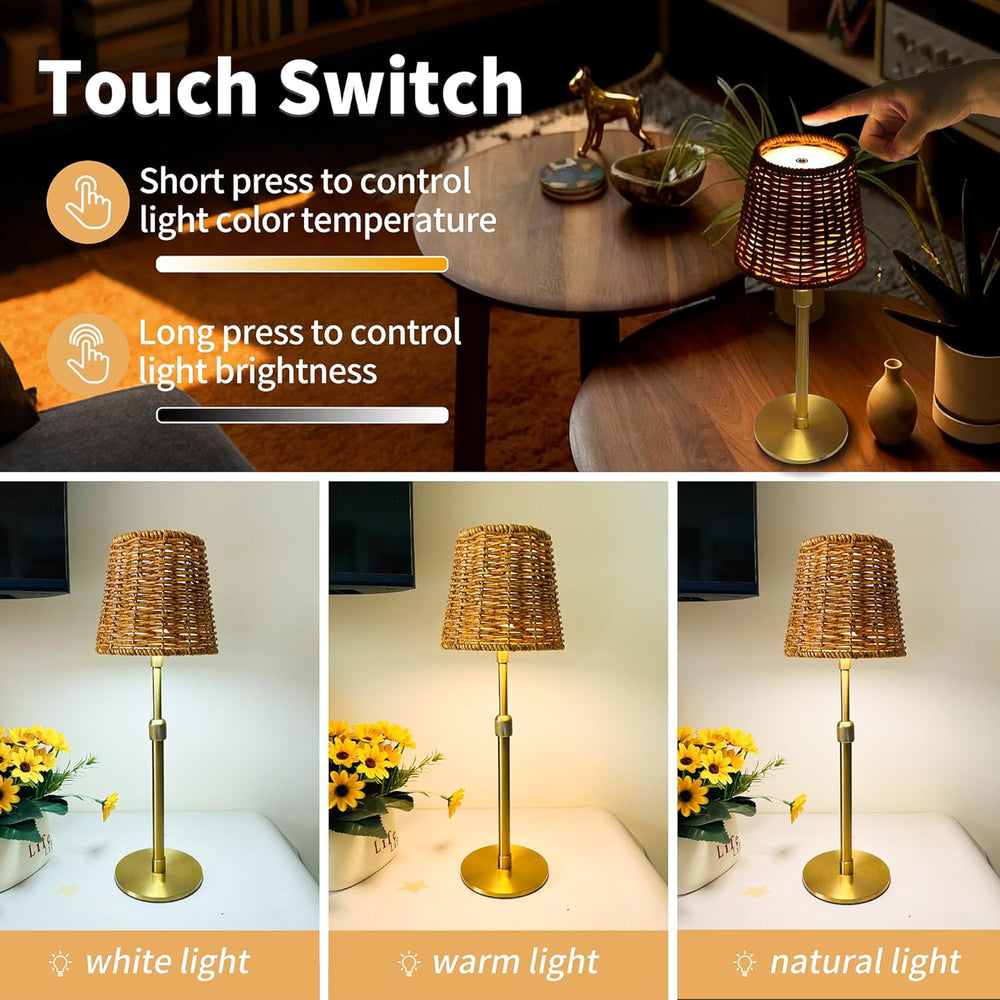 Mr.White Outdoor Waterproof Rechargeable Cordless Table Lamp with Telescopic ...