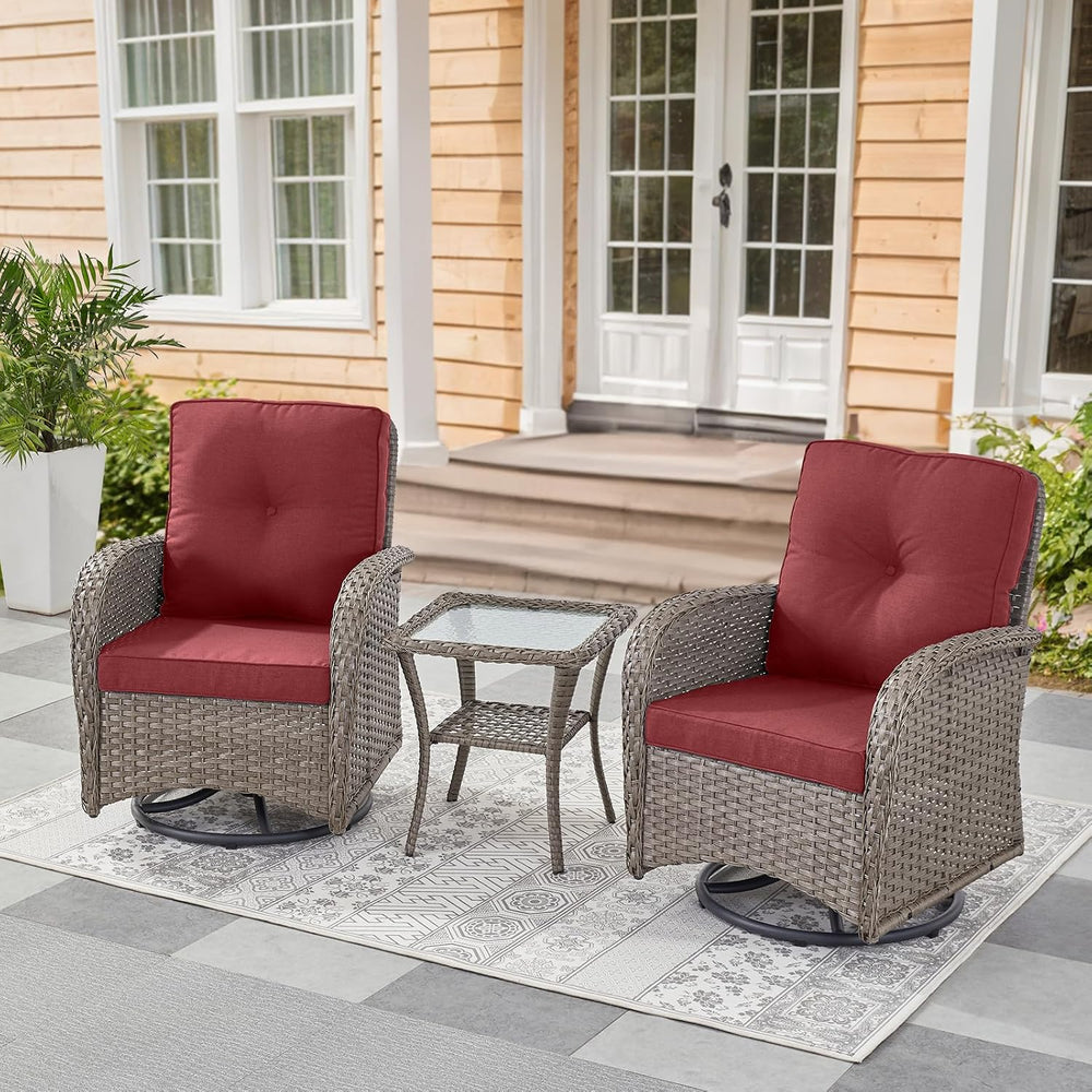 Belord 5 Piece Swivel Rocker Glider Outdoor Chairs Set of 2 with Ottoman and ...