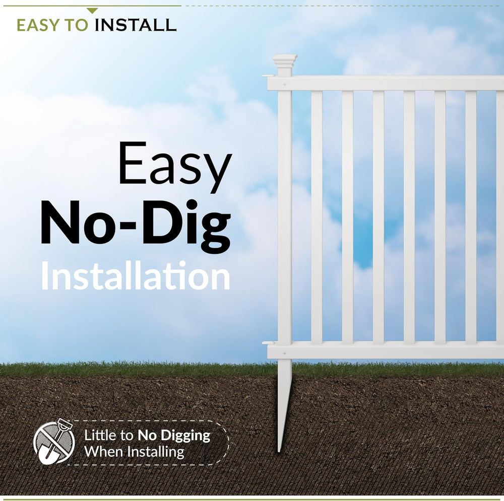 Zippity Baskenridge Picket Fence Panels, White Vinyl DIY No Dig Kit