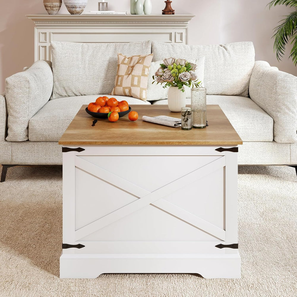 GIANTEX Farmhouse Lift Top Coffee Table, 31.5" Square Wood Center Table ...