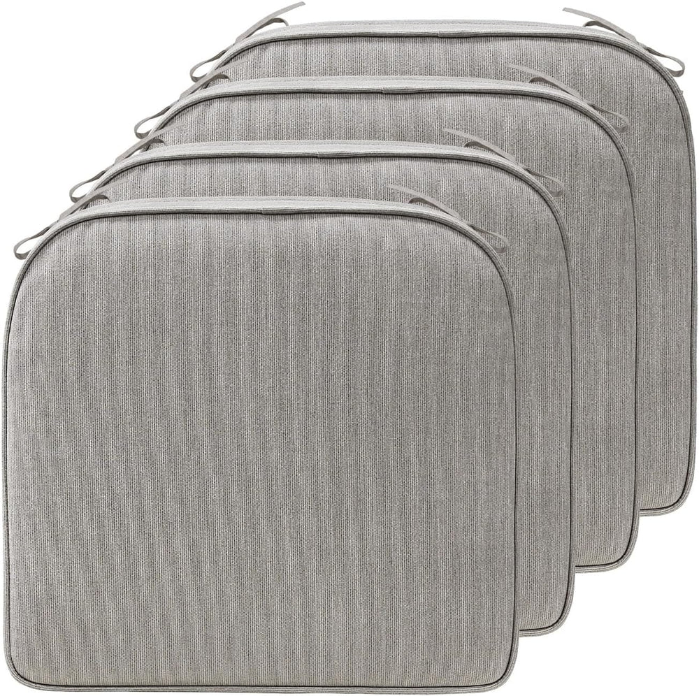 17 x 16 Inch Sunbrella Outdoor Chair Cushions with Tie Straps, Set of 4 Thick...