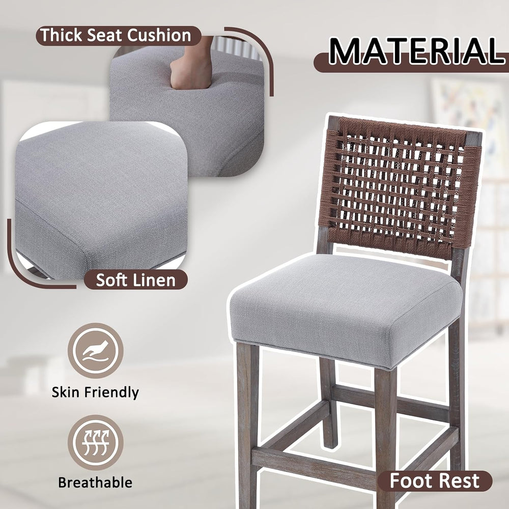 Kmax 27" Counter Height Bar Stools Set of 4, Farmhouse Wood Barstools wi...