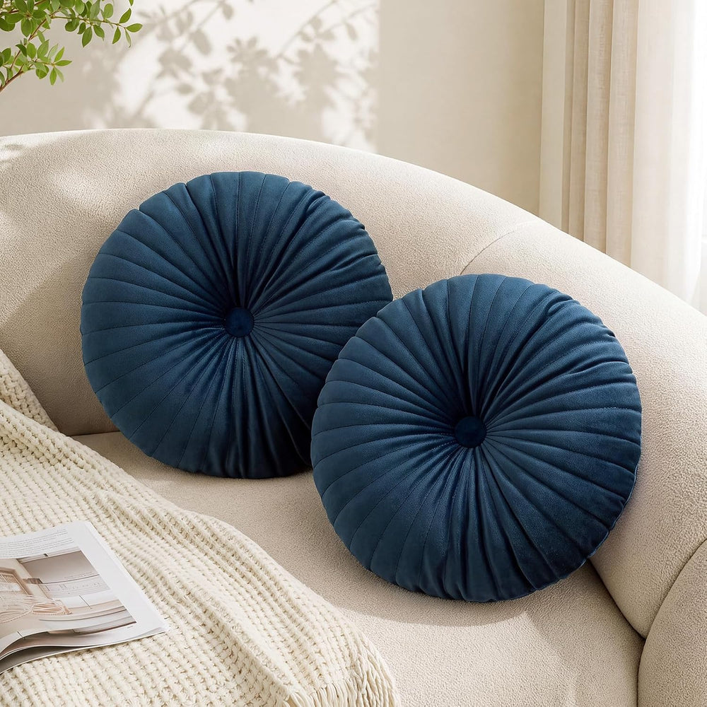 Teieas 2 Pcs Velvet Round Throw Pillow for Couch Chair Bed Home Decor