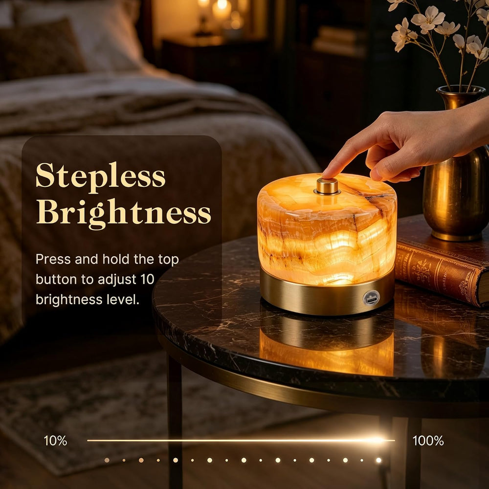 ShineTech Natural Marble Cordless Touch Dimmable Table Lamp Night Light