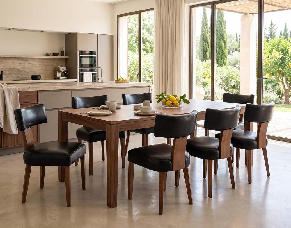 RIVOVA Mid Century Modern Dining Chairs Set of 6 PU Leather Upholstered Side ...