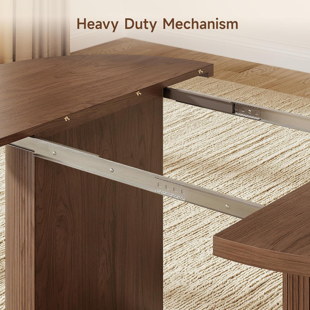 ONBRILL 41-78 Inch Extendable Dining Table for 4-8, Storage Shelf, Walnut