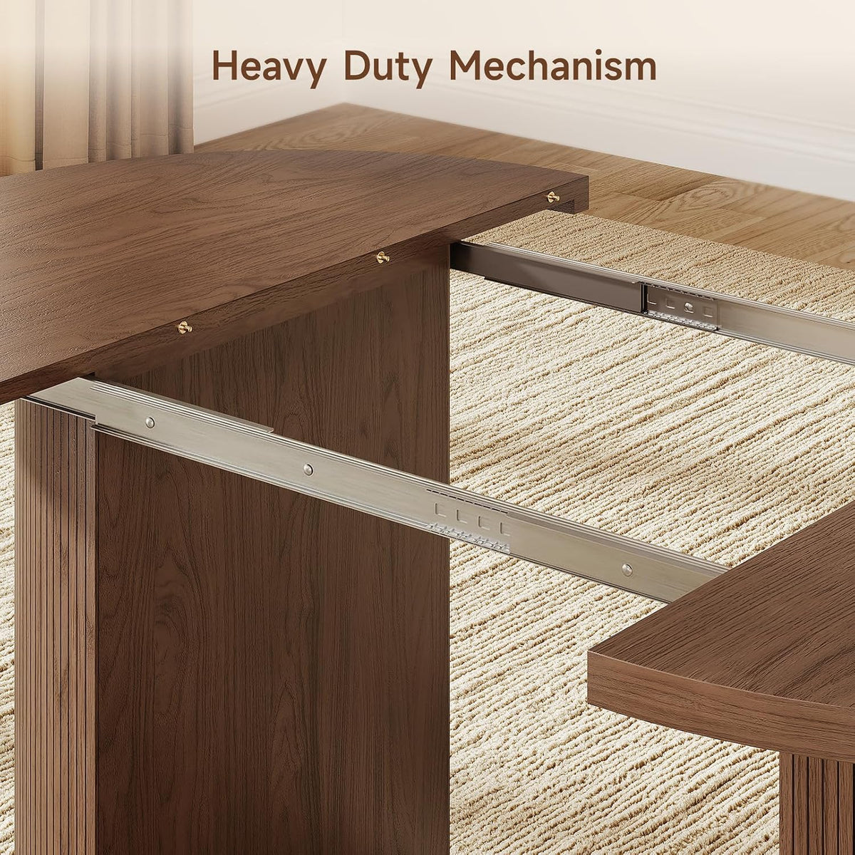 ONBRILL 41-78 Inch Extendable Dining Table for 4-8, Storage Shelf, Walnut
