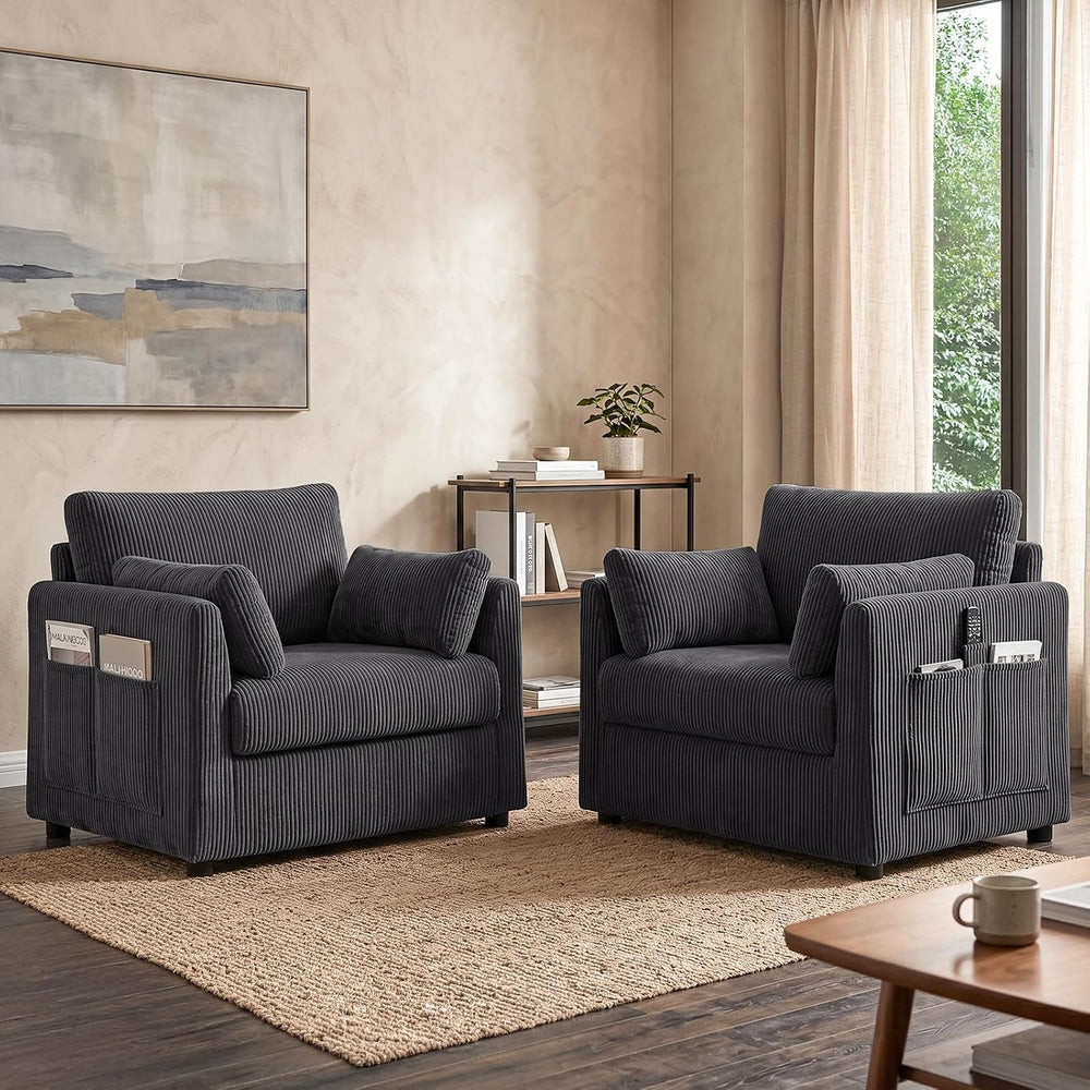38" Oversized Accent Chair with Side Pockets(Gray)