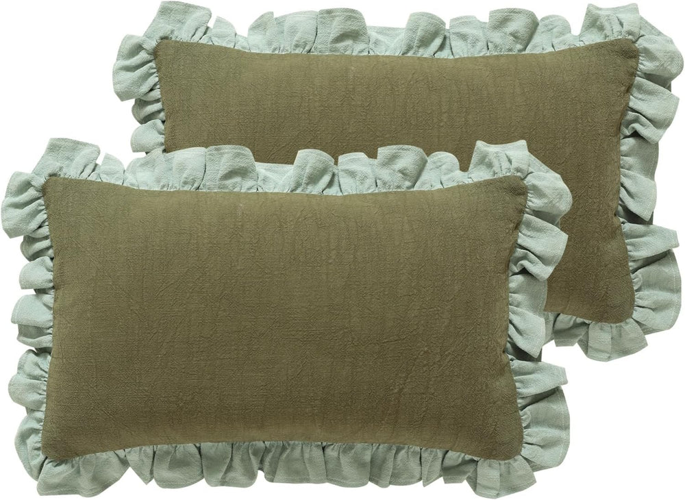 patdrea Designer Vintage Green Throw Pillow Covers,Set of 2,12"x20"