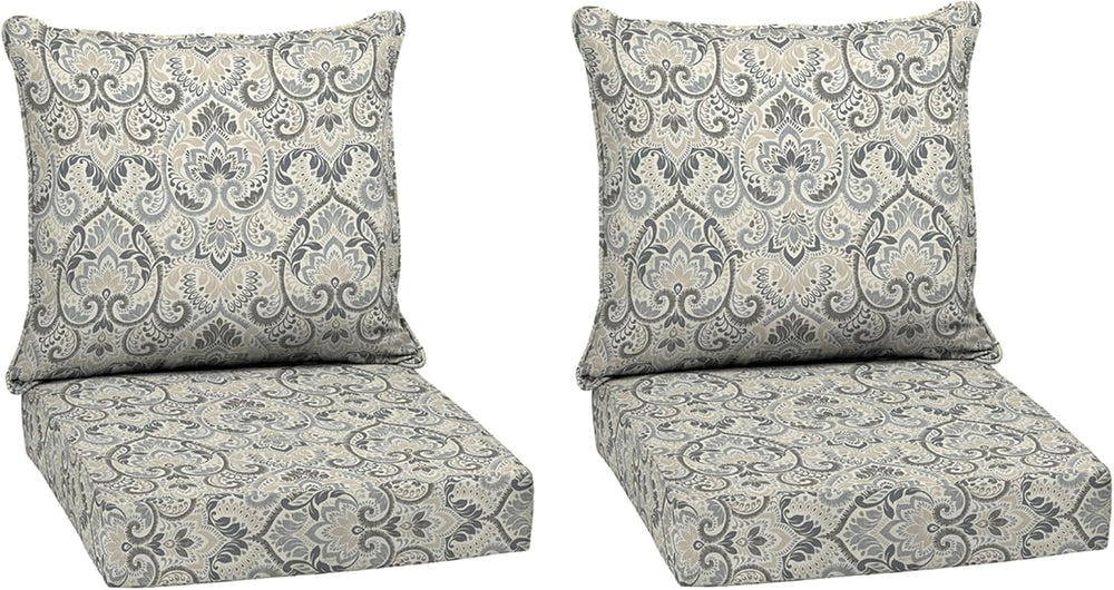 Arden Outdoor Deep Seat Cushion Set, 2-Pack, 24x24, Neutral Damask