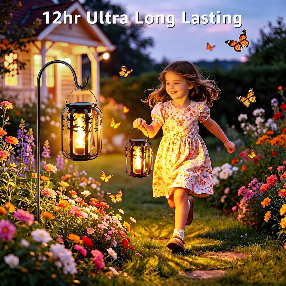 Halloween Solar Lanterns Outdoor 2Packs 4 Lighting Modes USB-C Rechargeable