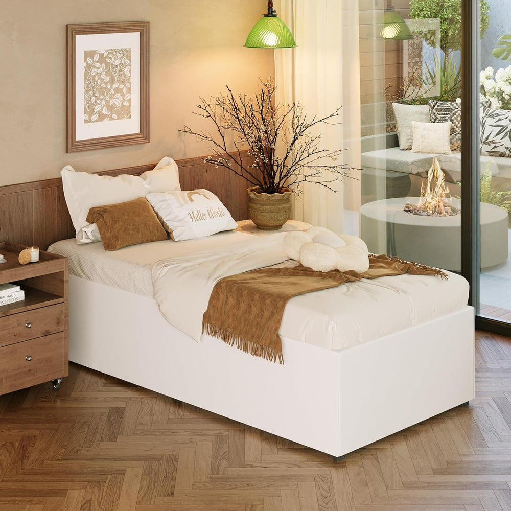 EMODA 18 Inch Twin XL Bed Frames with White Cover