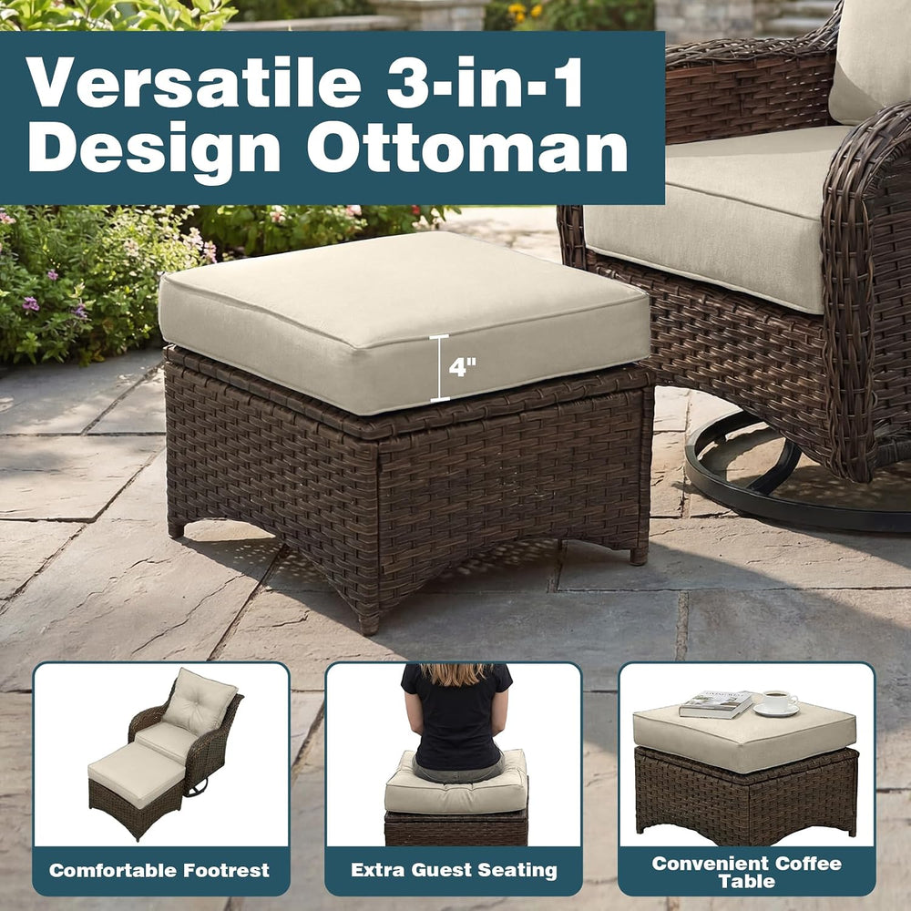 Patio Furniture Set, 5PCS Outdoor Wicker Conversation Set with 6" Thick ...