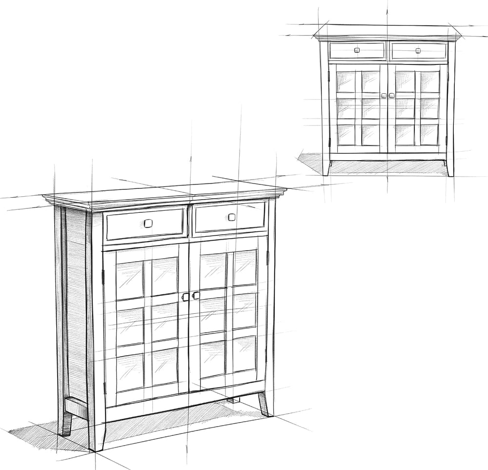 SIMPLIHOME Acadian 36" Wide Solid Wood Cabinet in Natural Aged Brown