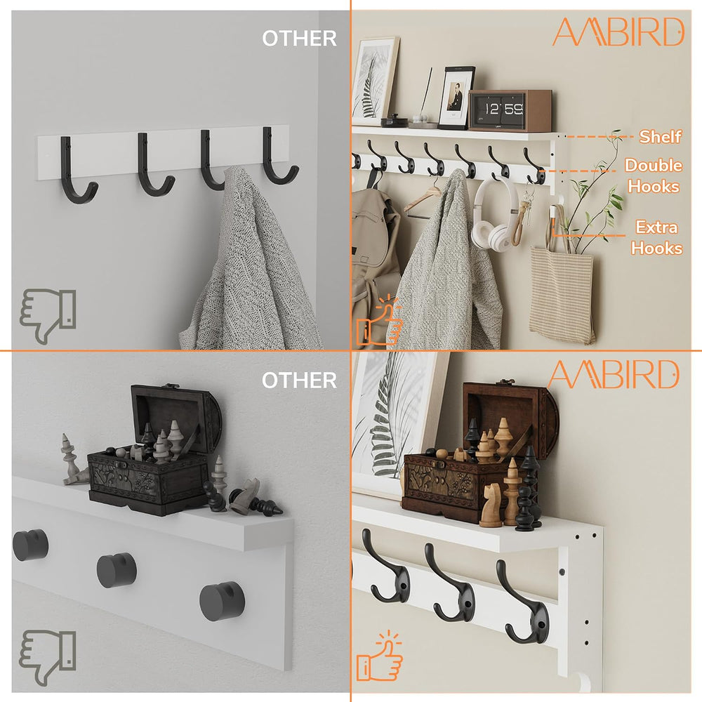 AMBIRD Coat Rack Wall Mount, 35 Inch Large Coat Hooks Wall Mounted with 7 Dua...