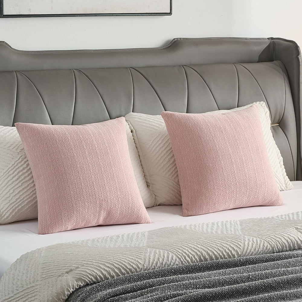 FUTEI Pack of 2 Chenille Throw Pillow Covers 20x20 Inch, Pink