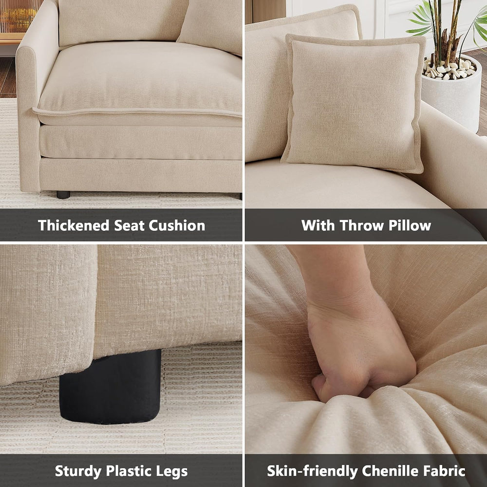 mikibama Luxury 2 Piece Sofa Set, 2 Pieces of Loveseat Sofa, Modern Chenille ...