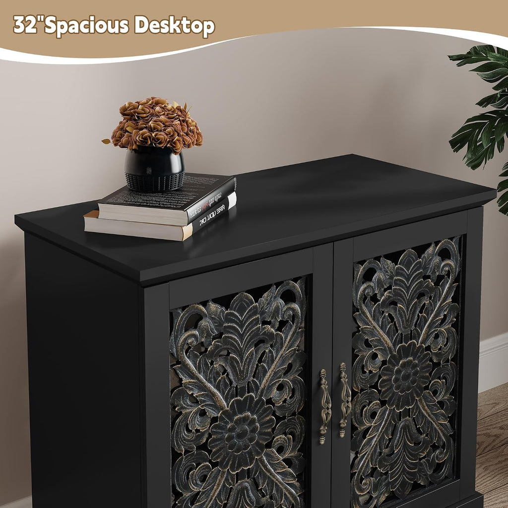ARTPOWER Vintage Accent Cabinet with 2 Doors, Credenza for Living Room