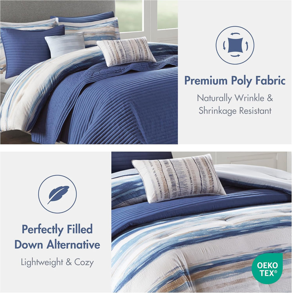 Madison Park Modern Luxury Comforter Quilt Combo Set, 8PC King/Cal King