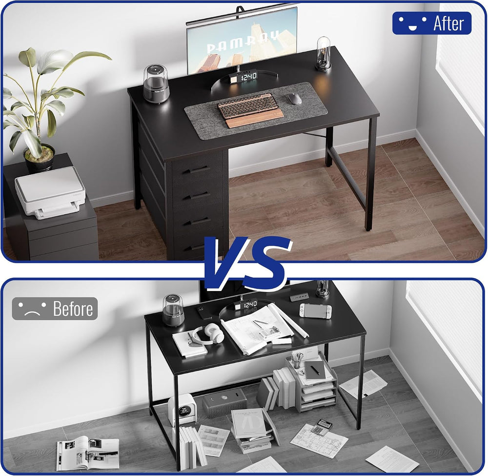 Pamray 32 Inch Computer Desk with 4 Drawers Small Office Desk for Home Bedroo...