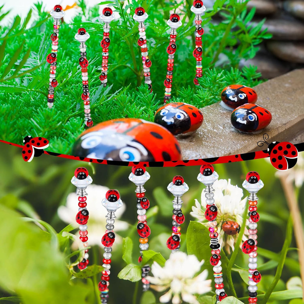 Tigeen 236 Pcs Garden Stake DIY Fairy Wand Plant Stake, Ladybug