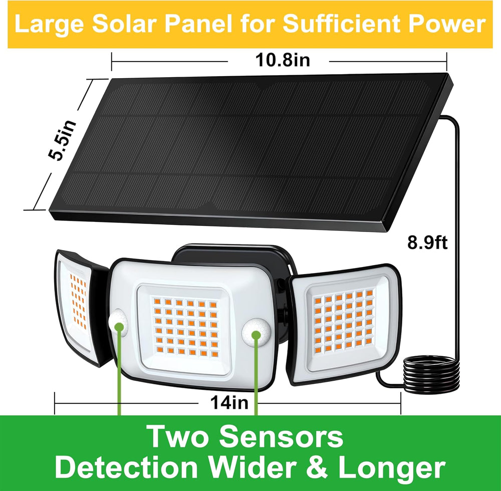 intelamp Outdoor Solar Flood Motion Sensor Light 6000mAh 6500K