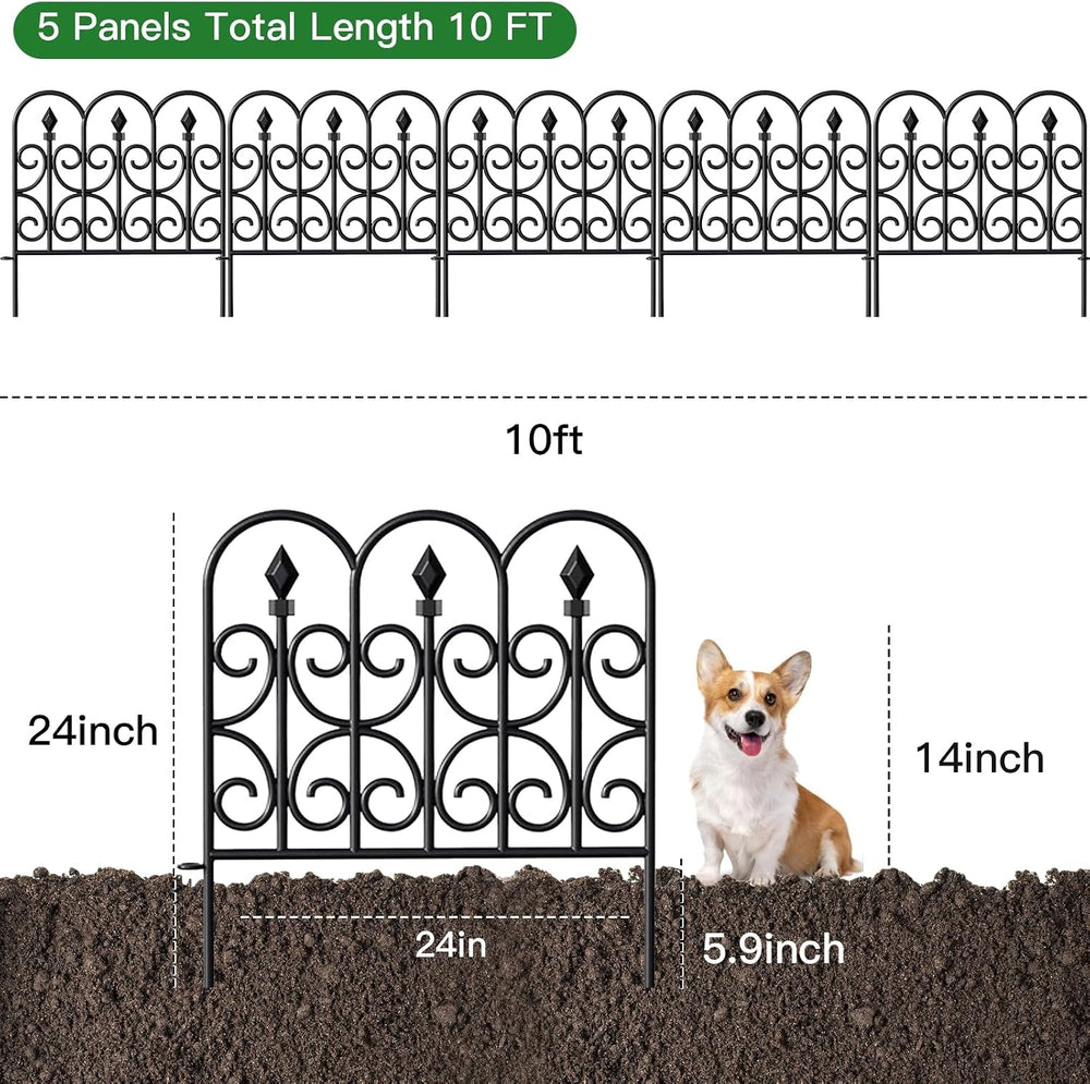 AMAGABELI GARDEN & HOME 5 Panels 24in(H)×10ft(L) Decorative Garden Fences...