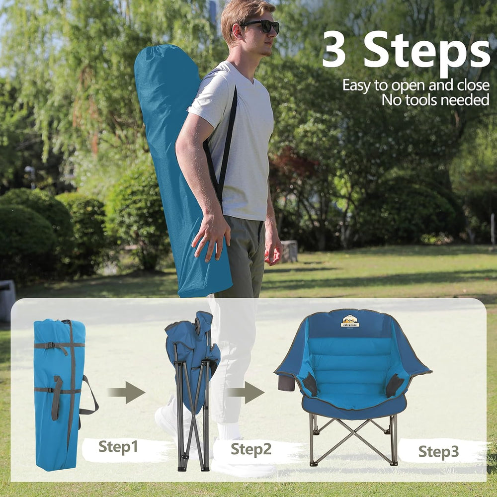 Colegence Oversized Camping Chair for Adults, Padded Lawn Chair 1 Pack