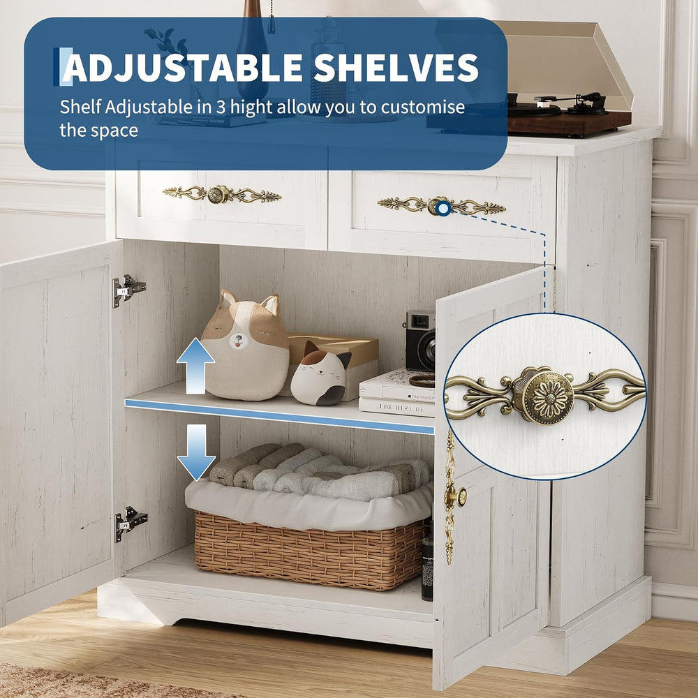 Garvee 33.5" W Farmhouse Buffet Cabinet with Storage, Kitchen Cabinet,White