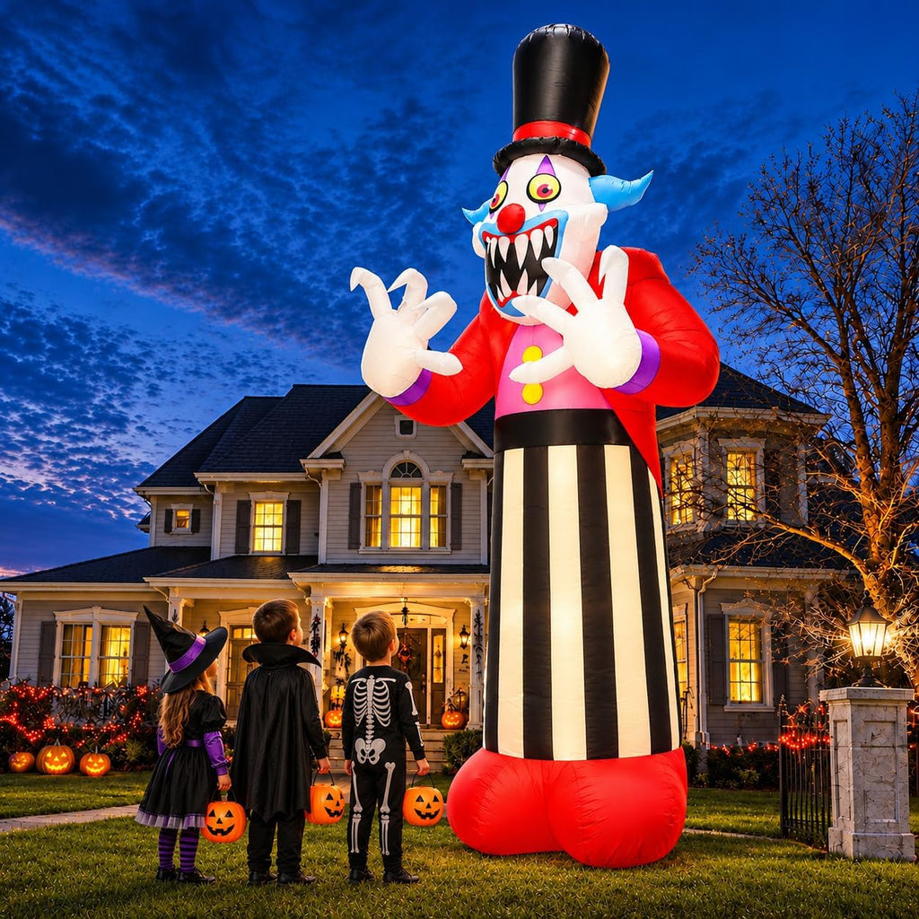 11FT Giant Halloween Inflatables Clown Ghost Outdoor Decorations, Giant Blow Ups with Build-in LED Lights, Scary Yard Garden Decoration for Halloween Party Indoor Outdoor