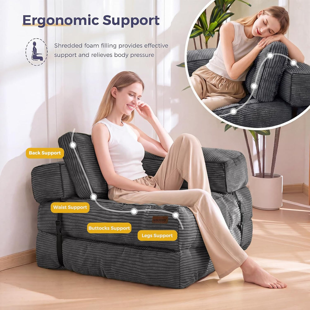 MAXYOYO Folding Sofa Bed, Convertible Chair Bed with Pillow
