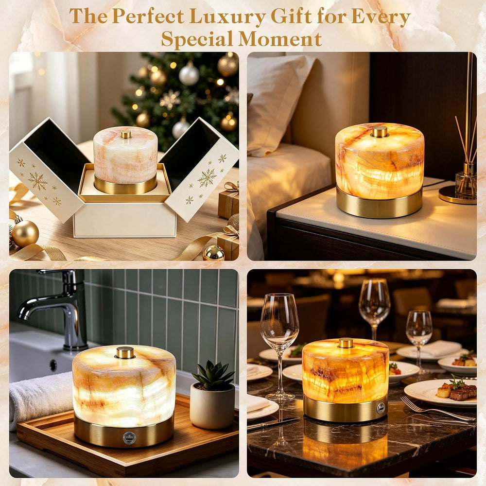 ShineTech Natural Marble Cordless Touch Dimmable Table Lamp Night Light