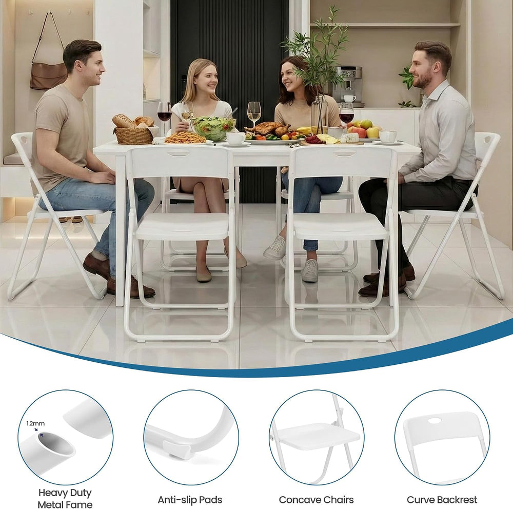 White Plastic Folding Chairs 10 Pack with Steel Frame for Outside