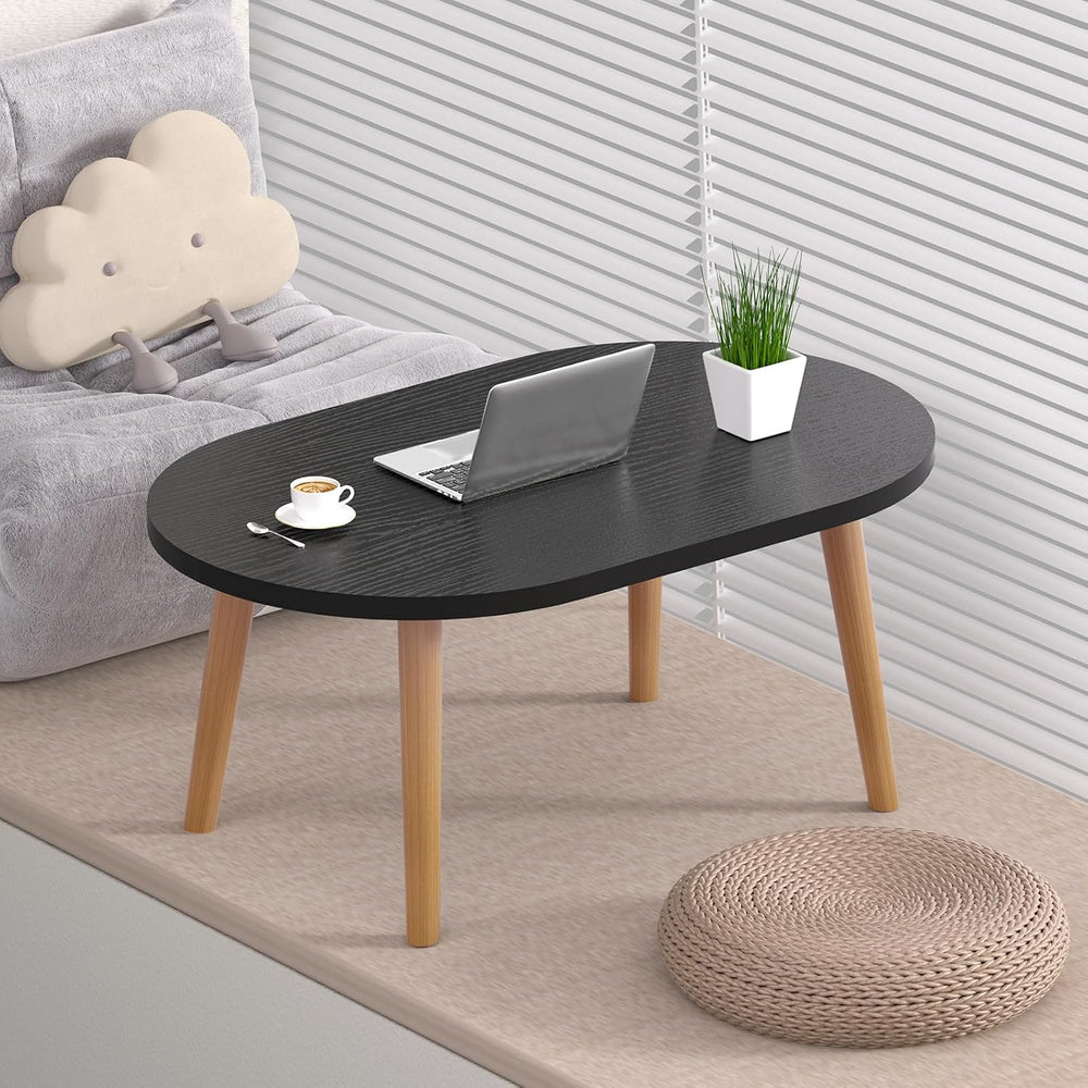 23.6" Small Coffee Table for Small Space, Mini Low Oval Coffee Table