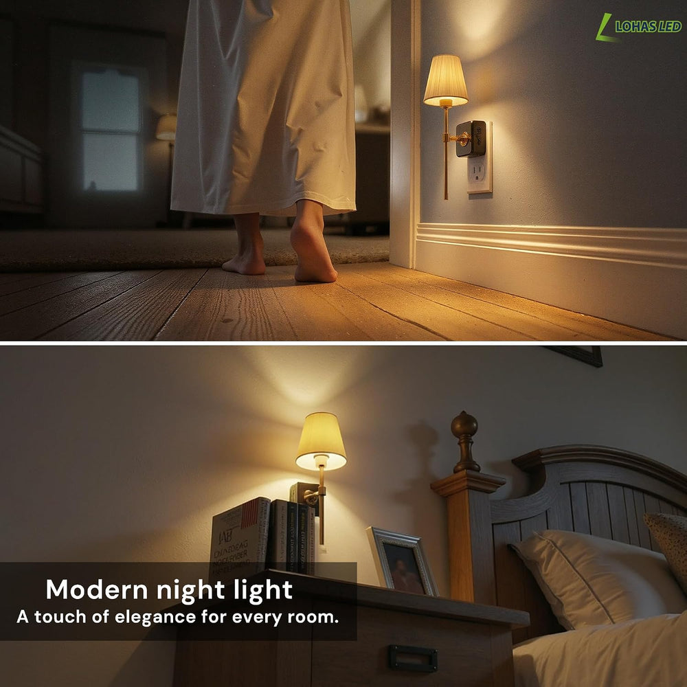 L LOHAS LED Night Lights Plug into Wall, Pleated Fabric Cover Night Light