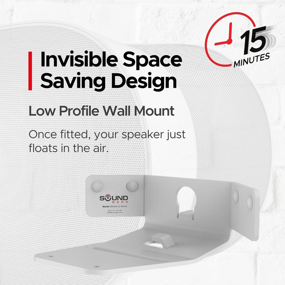Sound Bass ERA300 Corner Wall Mount Bracket, Low Profile, White, Single