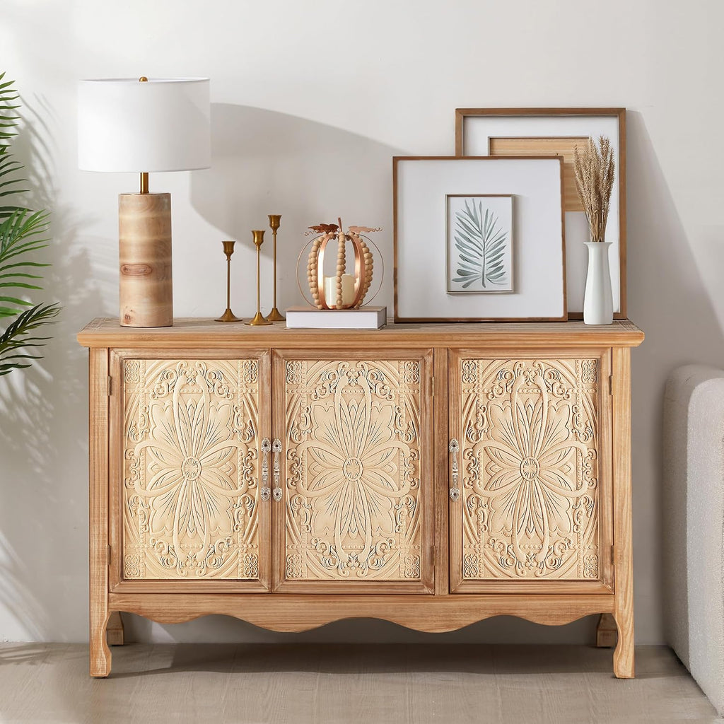 RoyalCraft Sideboard Buffet Cabinet with Storage, Natural Solid Wood