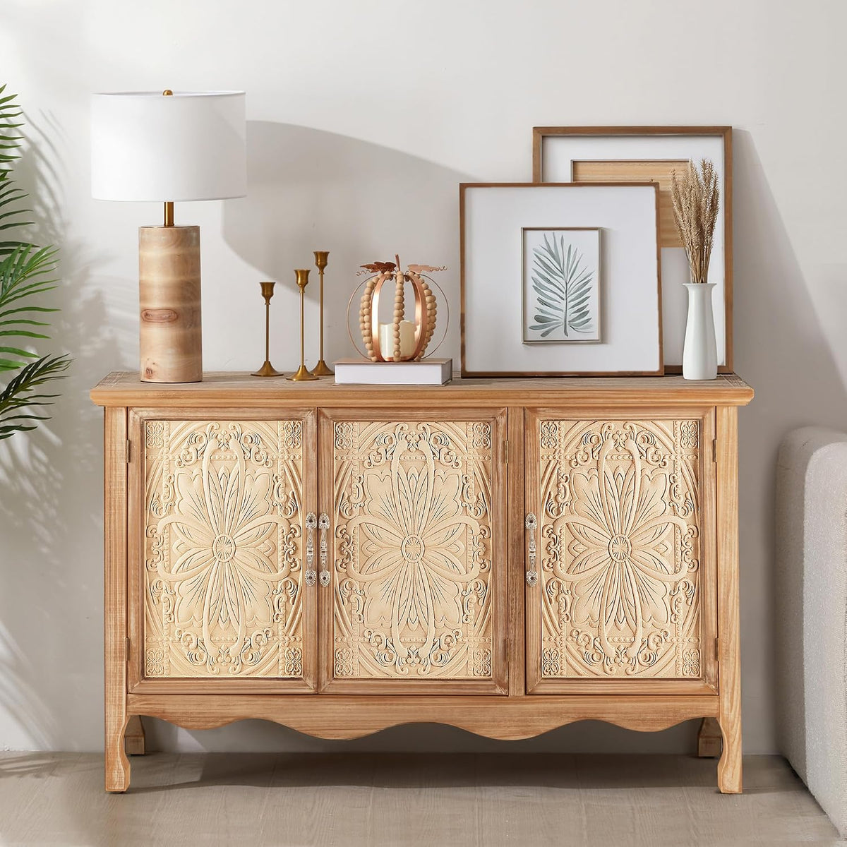 RoyalCraft Sideboard Buffet Cabinet with Storage, Natural Solid Wood