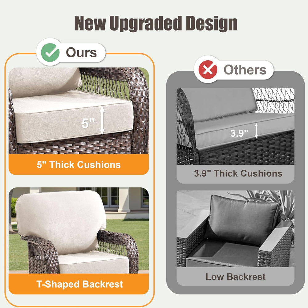 Wicker Swivel Rocker Patio Chairs, Patio Wicker Chairs Swivel Rocker Set of 2...