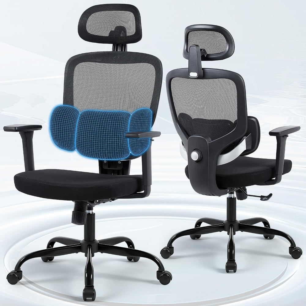 Ergonomic Office Desk Chair, High Back Breathable Mesh Computer Chair, 3D Lum...