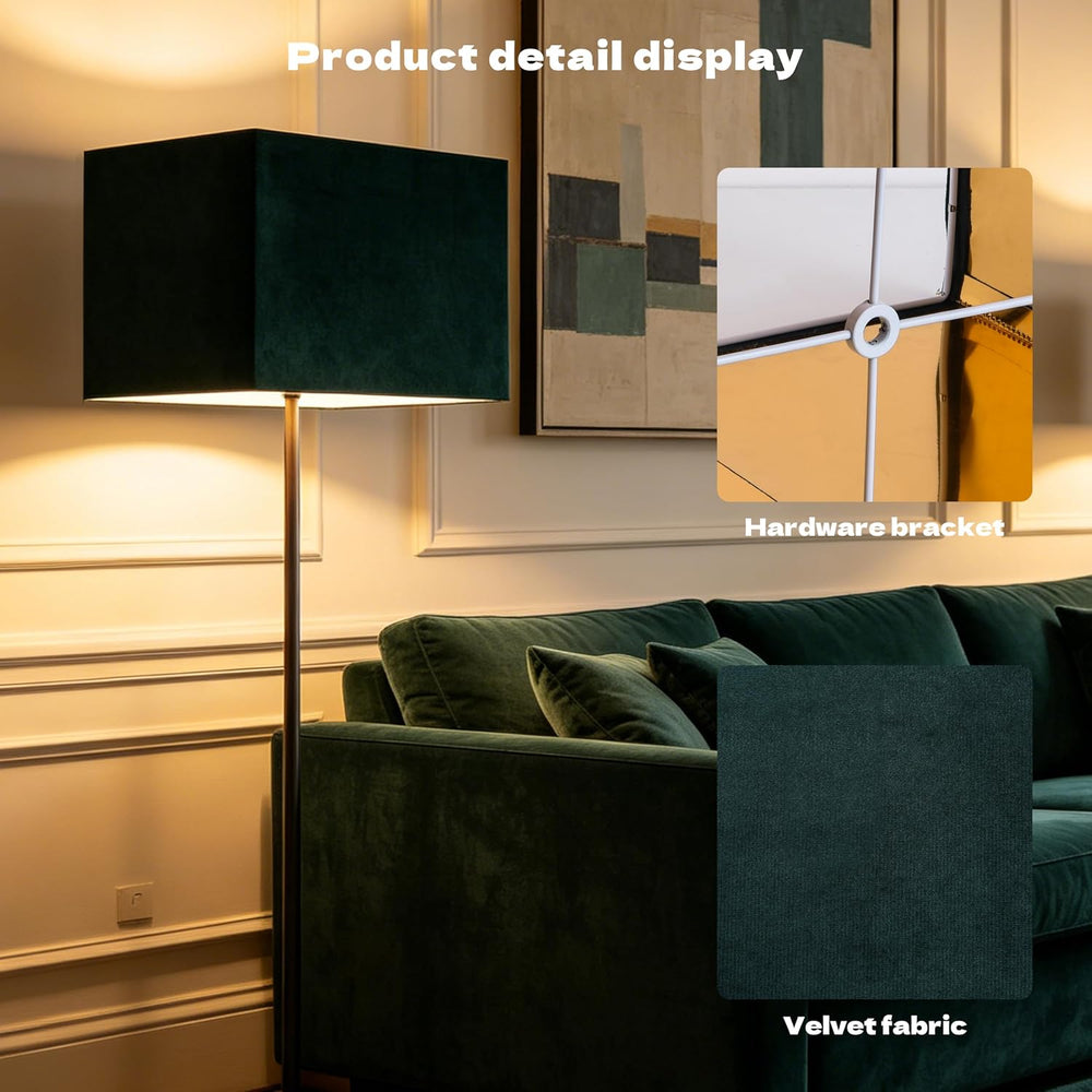 GO&SO Rectangle Lamp Shades Set of 2 Large,Green Velvet Shade 16"Lx8...