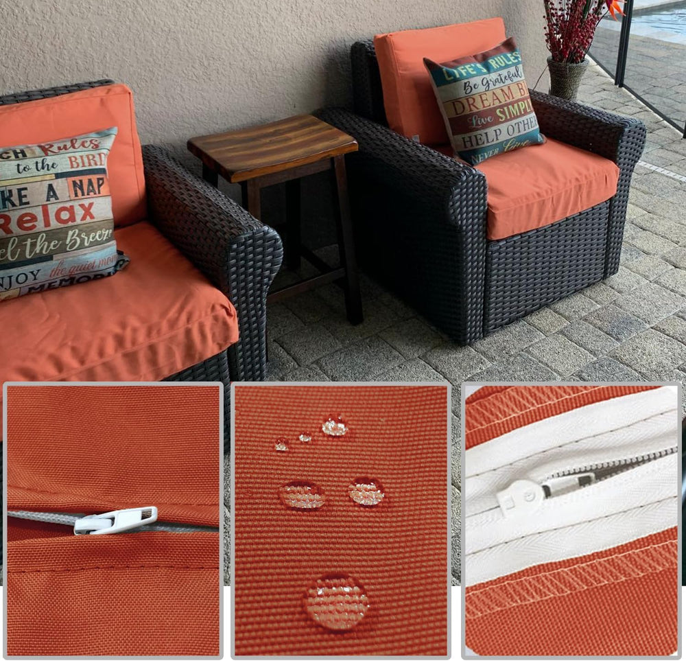 Patio Cushion Covers Replacement 28x28x6, 28x17x6, Spice, 4Pcs