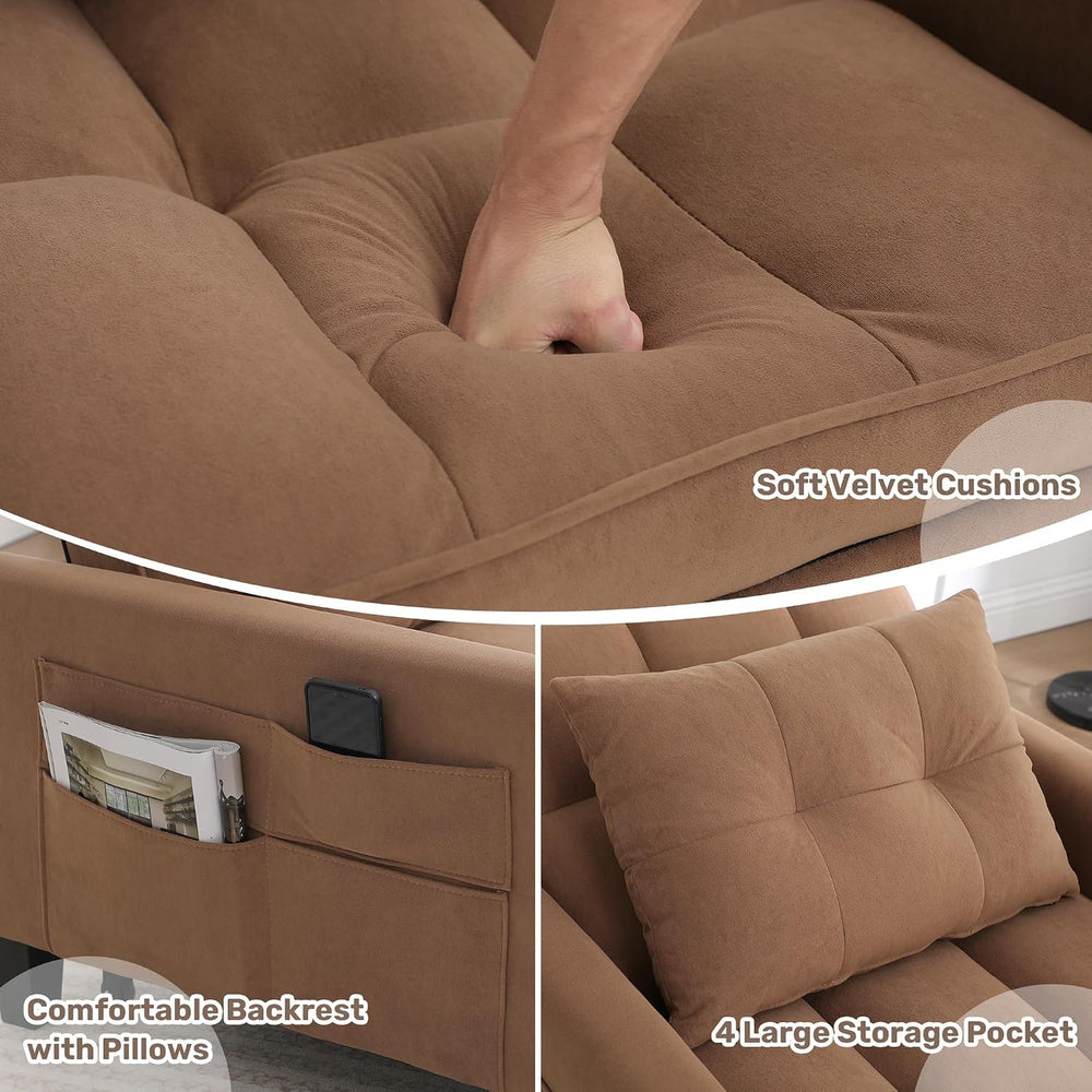 Convertible Sleeper Chair, 3 in 1 Sleeper Chair Bed Pull Out Sofa Bed Chairs,...