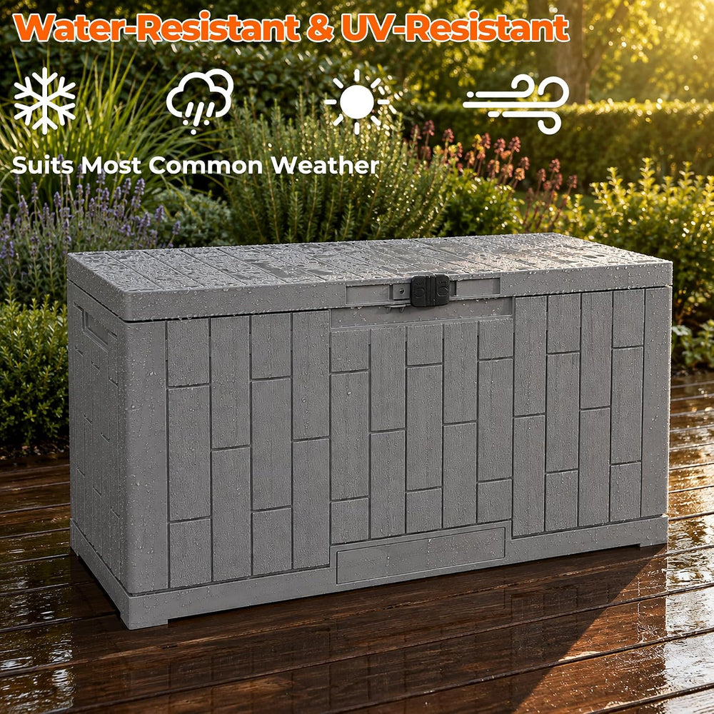 Outdoor Storage Box, 60 Gallon Waterproof Resin Patio Deck Box (Grey)